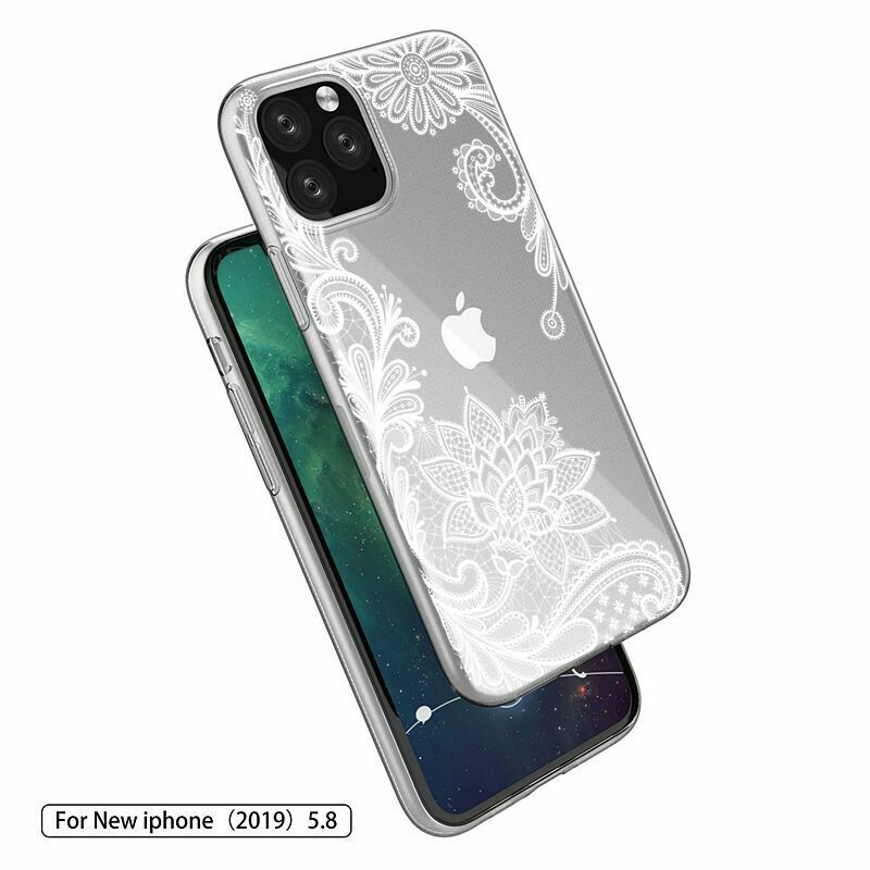 For iPhone 11 Pro Max 8 Plus 7 XS MAX XR Mandala Lace Flower Cute Phone Case Cover casedeal2000 For Apple iPhone XS Max Clear Soft Case (White Lace) 