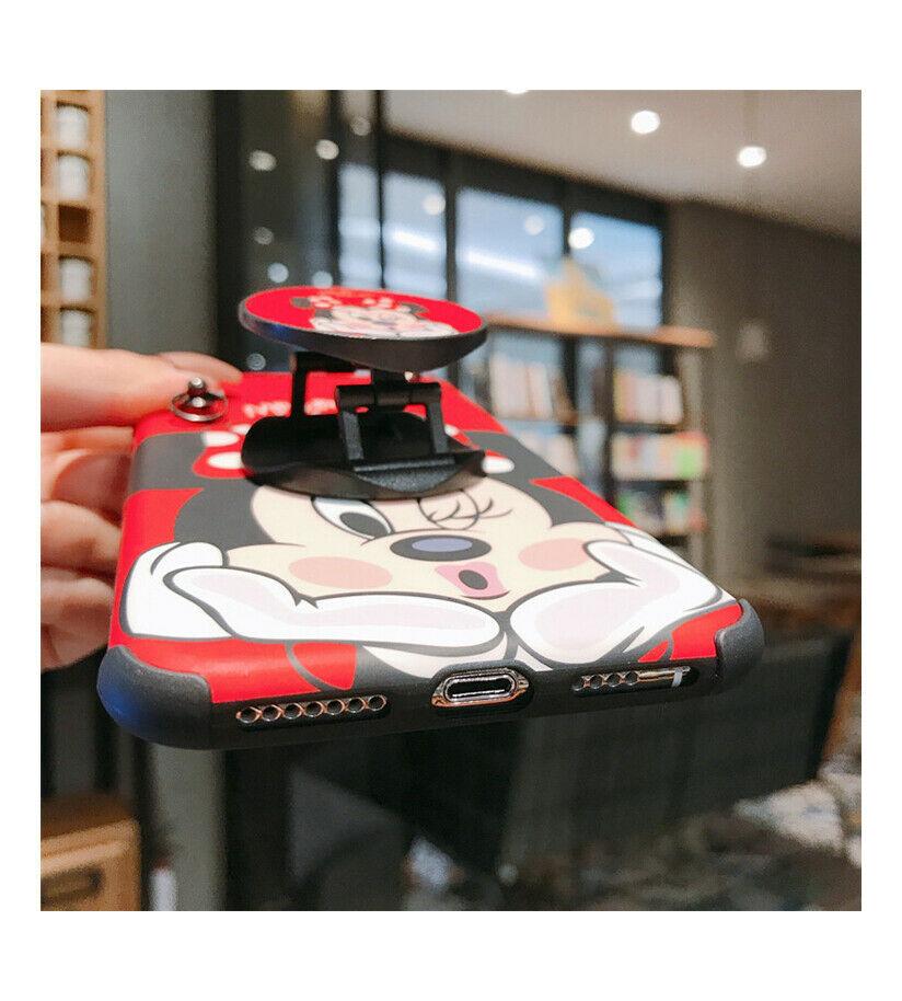 For iPhone 11 Pro Max XS 7 8+ Cute Minnie Mickey Strap Case Cover & Stand Holder new_case_covernew_case_cover 