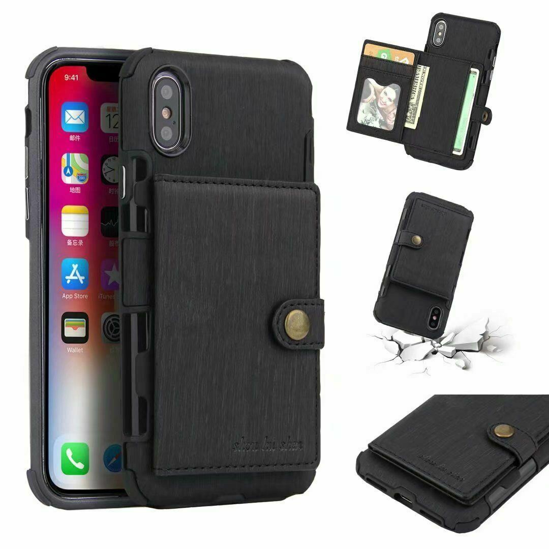 For iPhone 11 Pro XS MAX/ XR X 6 7 8 Plus Wallet Leather Case Card Holder Cover hotgadgetbayhotgadgetbay For iPhone X Black 
