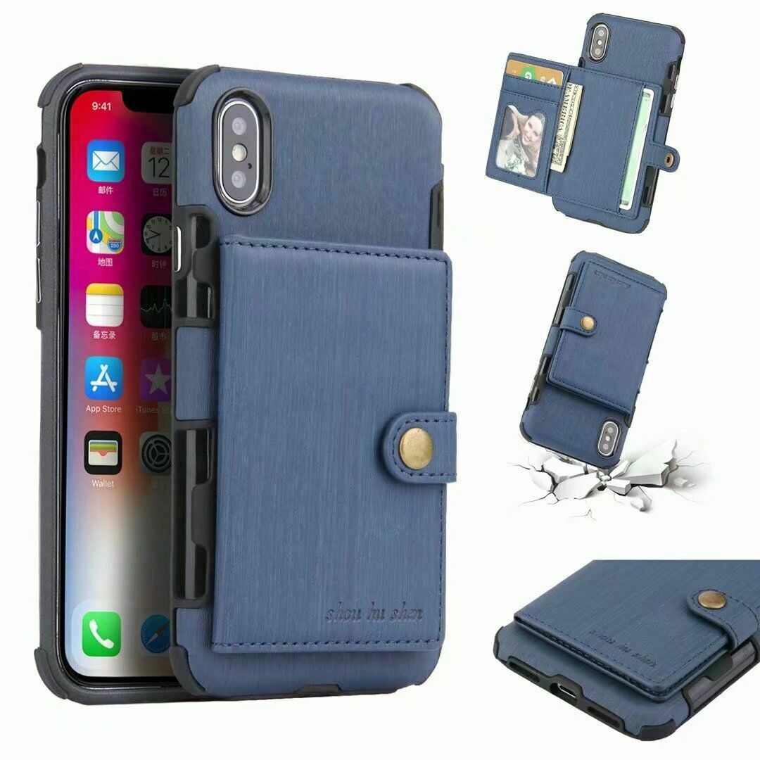 For iPhone 11 Pro XS MAX/ XR X 6 7 8 Plus Wallet Leather Case Card Holder Cover hotgadgetbayhotgadgetbay For iPhone X Blue 