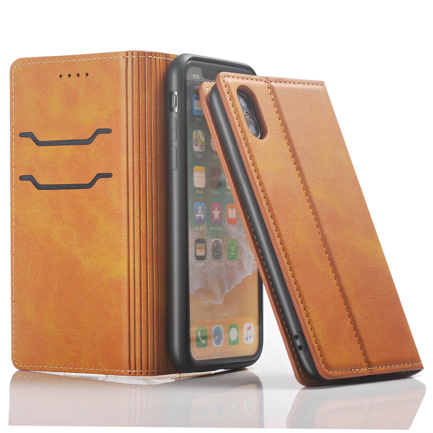 For iPhone 11 Pro XS MAX/ XR X 6 7 8 Plus Wallet Leather Case Card Holder Cover hotgadgetbayhotgadgetbay For iPhone X Brown-A Style 