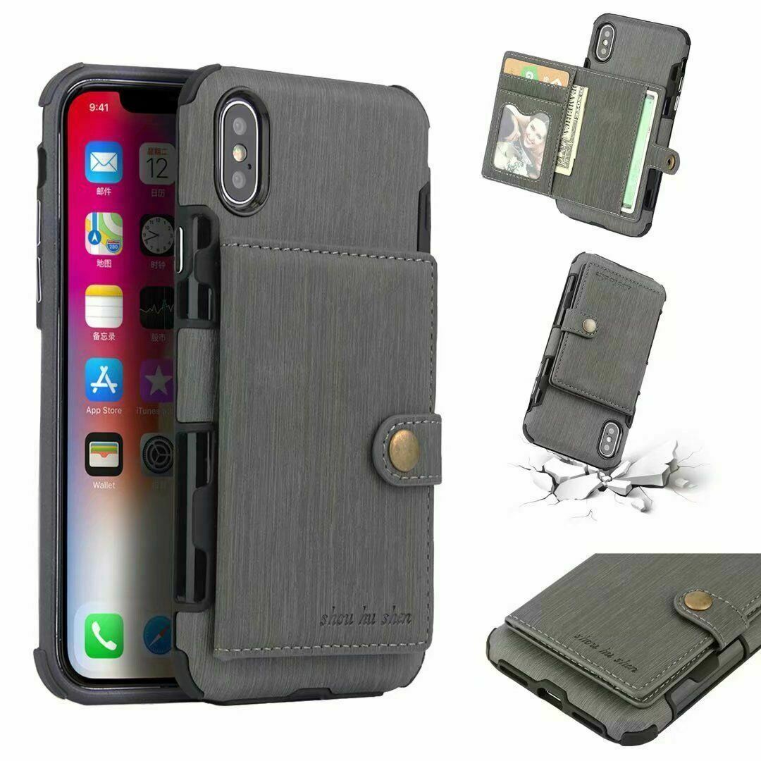 For iPhone 11 Pro XS MAX/ XR X 6 7 8 Plus Wallet Leather Case Card Holder Cover hotgadgetbayhotgadgetbay For iPhone X Gray 