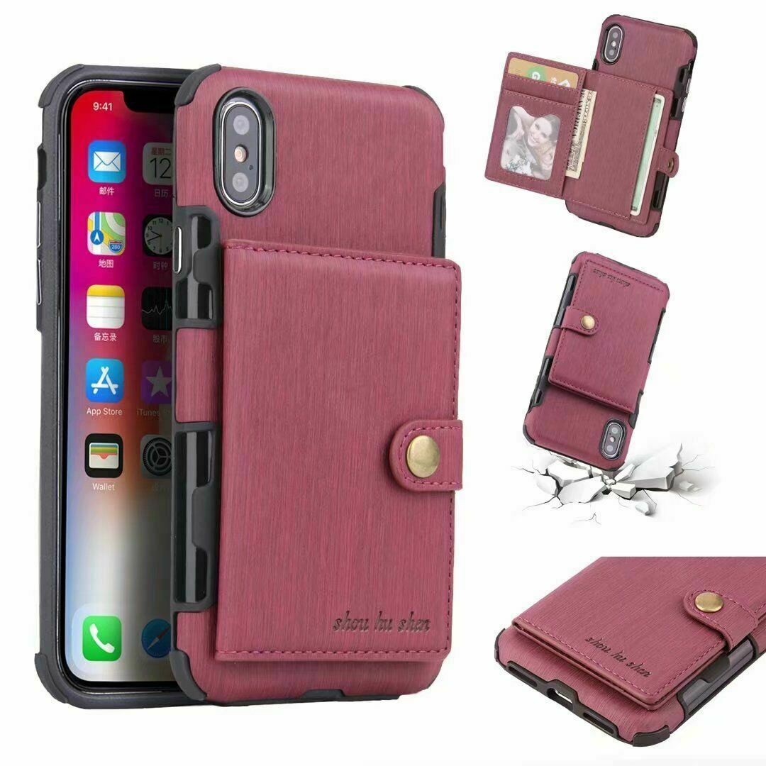 For iPhone 11 Pro XS MAX/ XR X 6 7 8 Plus Wallet Leather Case Card Holder Cover hotgadgetbayhotgadgetbay For iPhone X Wine Red 