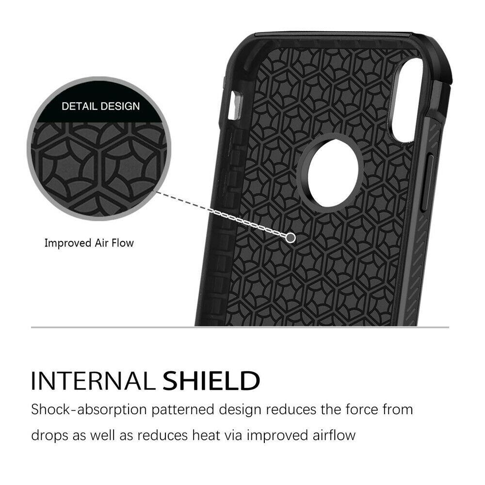 For iPhone 11/Pro/Max/XS Max/XR/X/8/7/Plus Carbon Fiber Hard Case+Tempered Glass dz-techdz-tech 