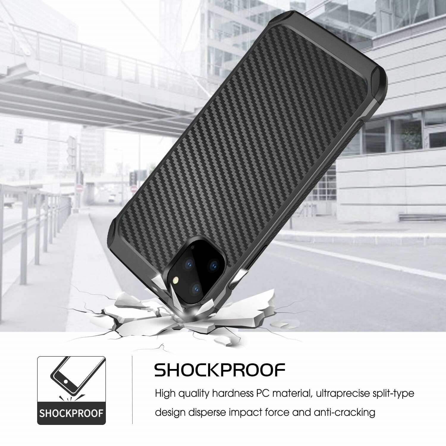 For iPhone 11/Pro/Max/XS Max/XR/X/8/7/Plus Carbon Fiber Hard Case+Tempered Glass dz-techdz-tech 