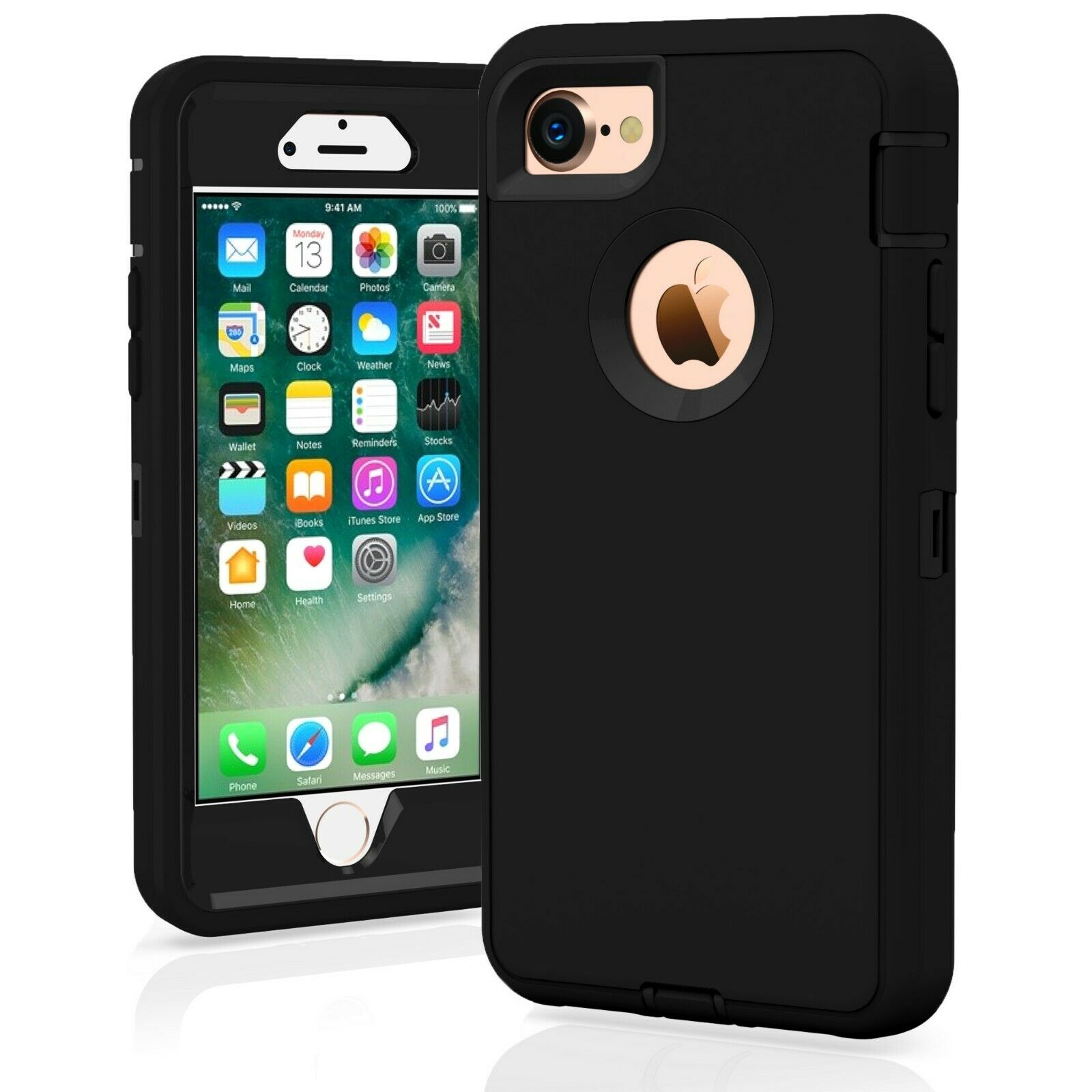 For iPhone 7 / 7 Plus 8 / 8 Plus Case Cover Protective Hybrid Rugged Shockproof alphaaccessmobile For iPhone 7 BLACK BLACK 