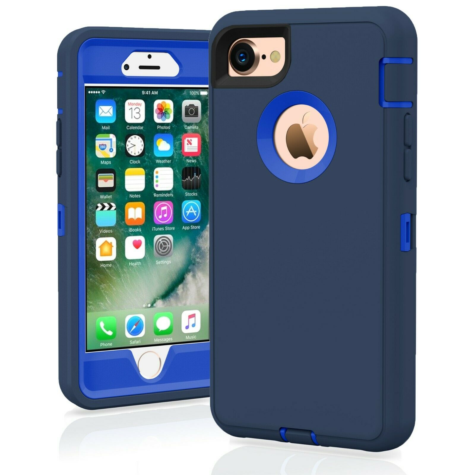 For iPhone 7 / 7 Plus 8 / 8 Plus Case Cover Protective Hybrid Rugged Shockproof alphaaccessmobile For iPhone 7 NAVY BLUE 