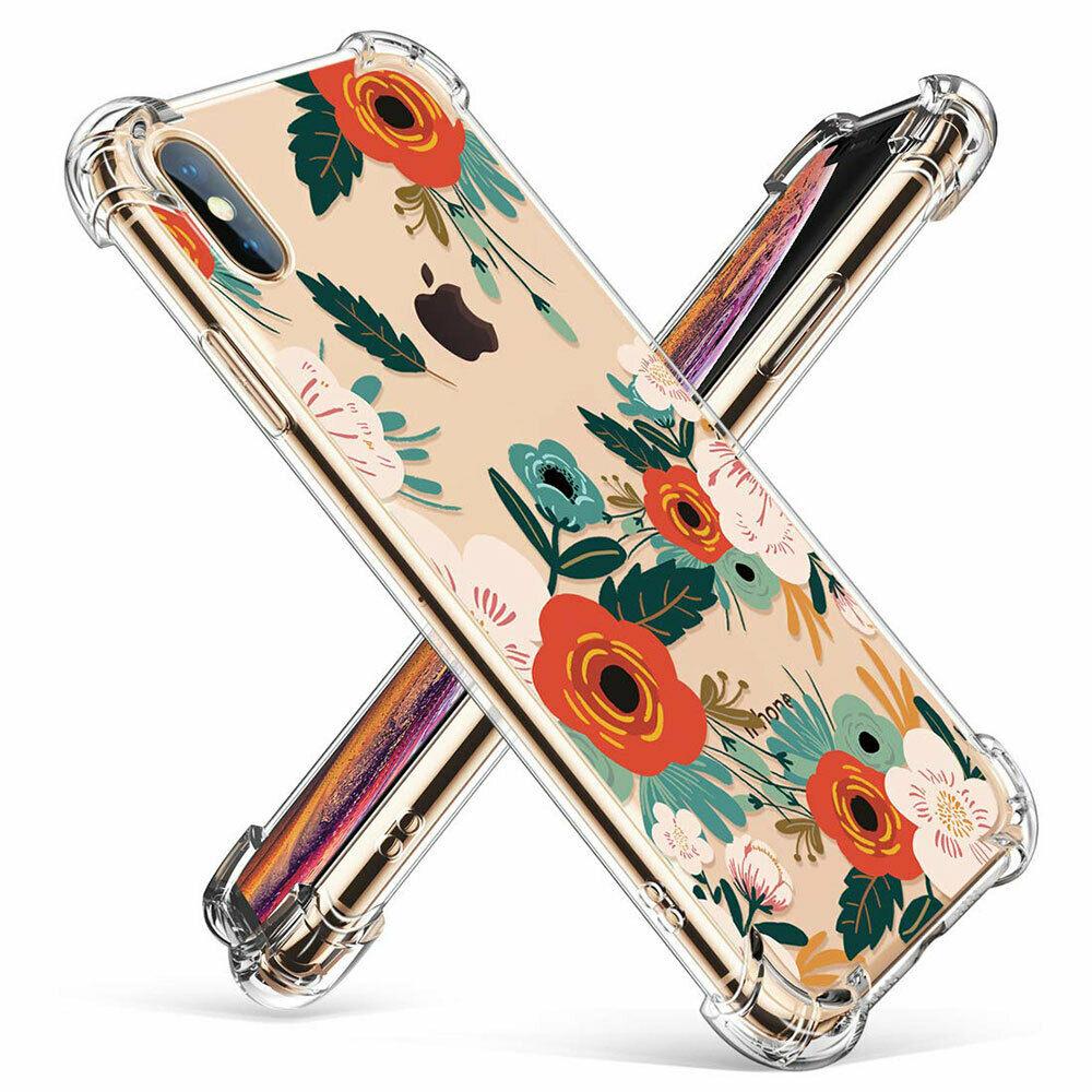 iPhone 11 Pro Max Xs Max XR 8 7 Plus Fashion Flower Cute Case Silicone TPU Women funnycasefunnycase For Apple iPhone X Reseda Green 