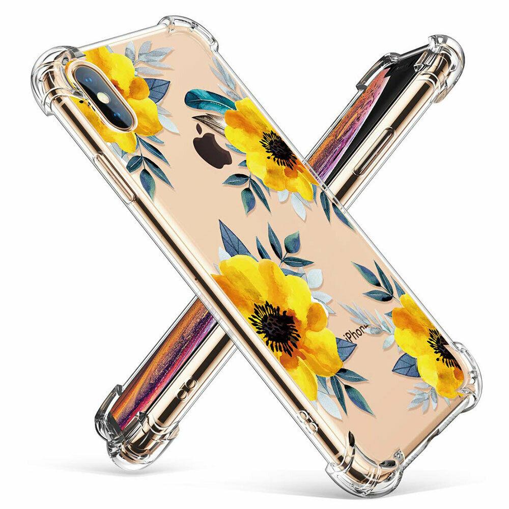 iPhone 11 Pro Max Xs Max XR 8 7 Plus Fashion Flower Cute Case Silicone TPU Women funnycasefunnycase For Apple iPhone X Yellow Flowers 