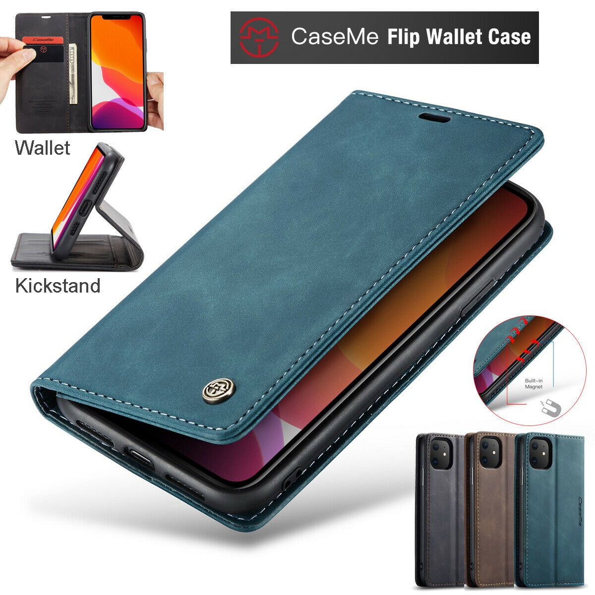 iPhone 11 Pro XS Max XR X 8 7 Plus Case Magnetic Leather Wallet Flip Stand Cover 2000eseller 