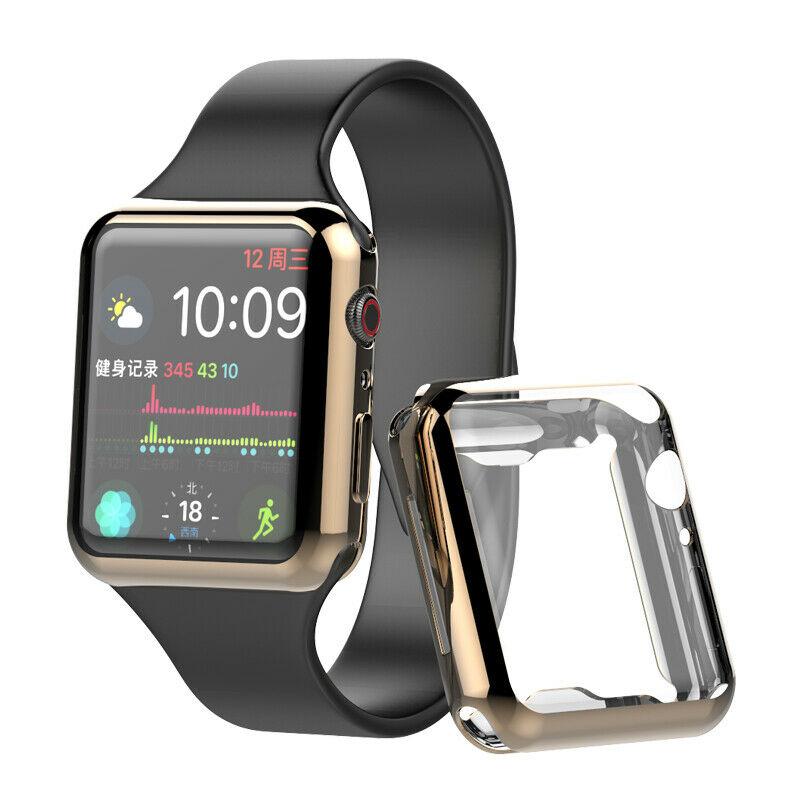 iWatch Apple Watch Series 4 3 2 1 Tpu protector Cover Case with Screen 38mm 42mm rainbow-tech.21 Gold 38MM 