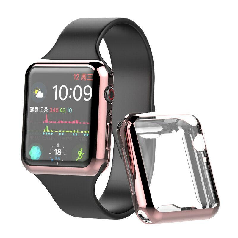 iWatch Apple Watch Series 4 3 2 1 Tpu protector Cover Case with Screen 38mm 42mm rainbow-tech.21 Pink 38MM 