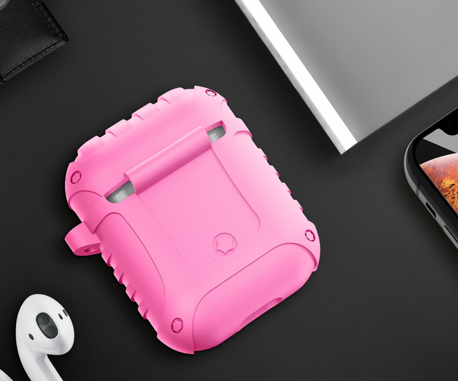 JINGER Shockproof AirPods 1 / 2 Silicone Case Cover Protective Skin + Key Chain e*carat 