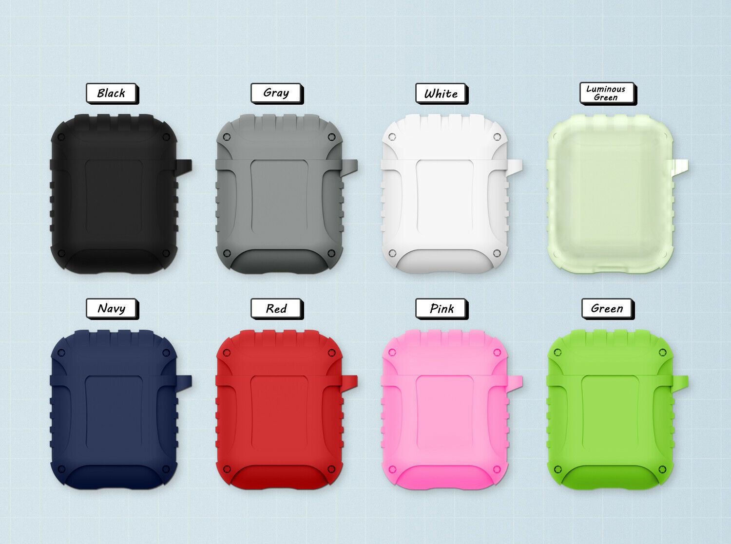 JINGER Shockproof AirPods 1 / 2 Silicone Case Cover Protective Skin + Key Chain e*carat 