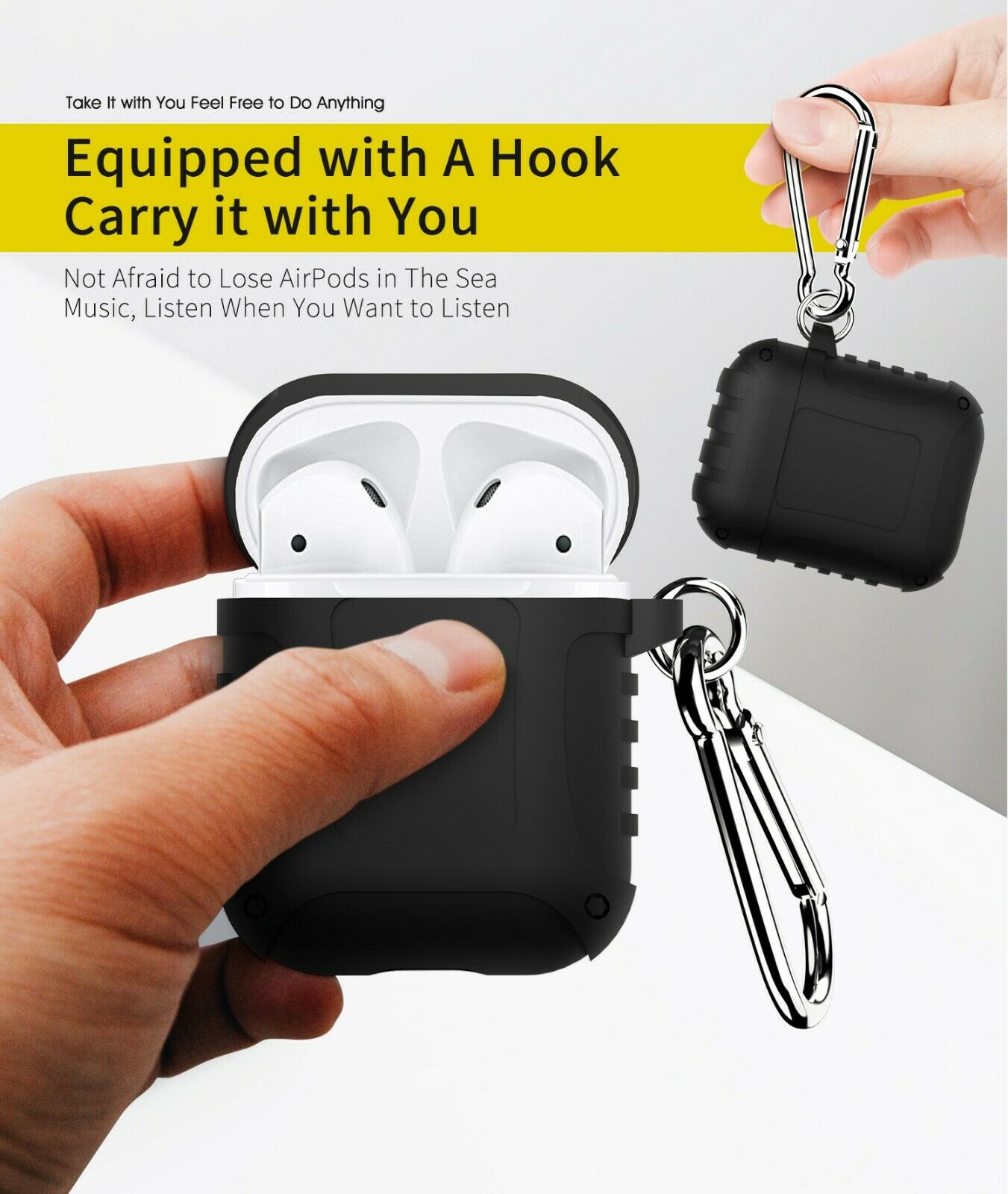 JINGER Shockproof AirPods 1 / 2 Silicone Case Cover Protective Skin + Key Chain e*carat 