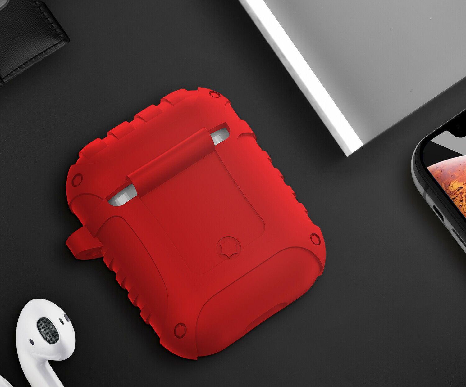 JINGER Shockproof AirPods 1 / 2 Silicone Case Cover Protective Skin + Key Chain e*carat 