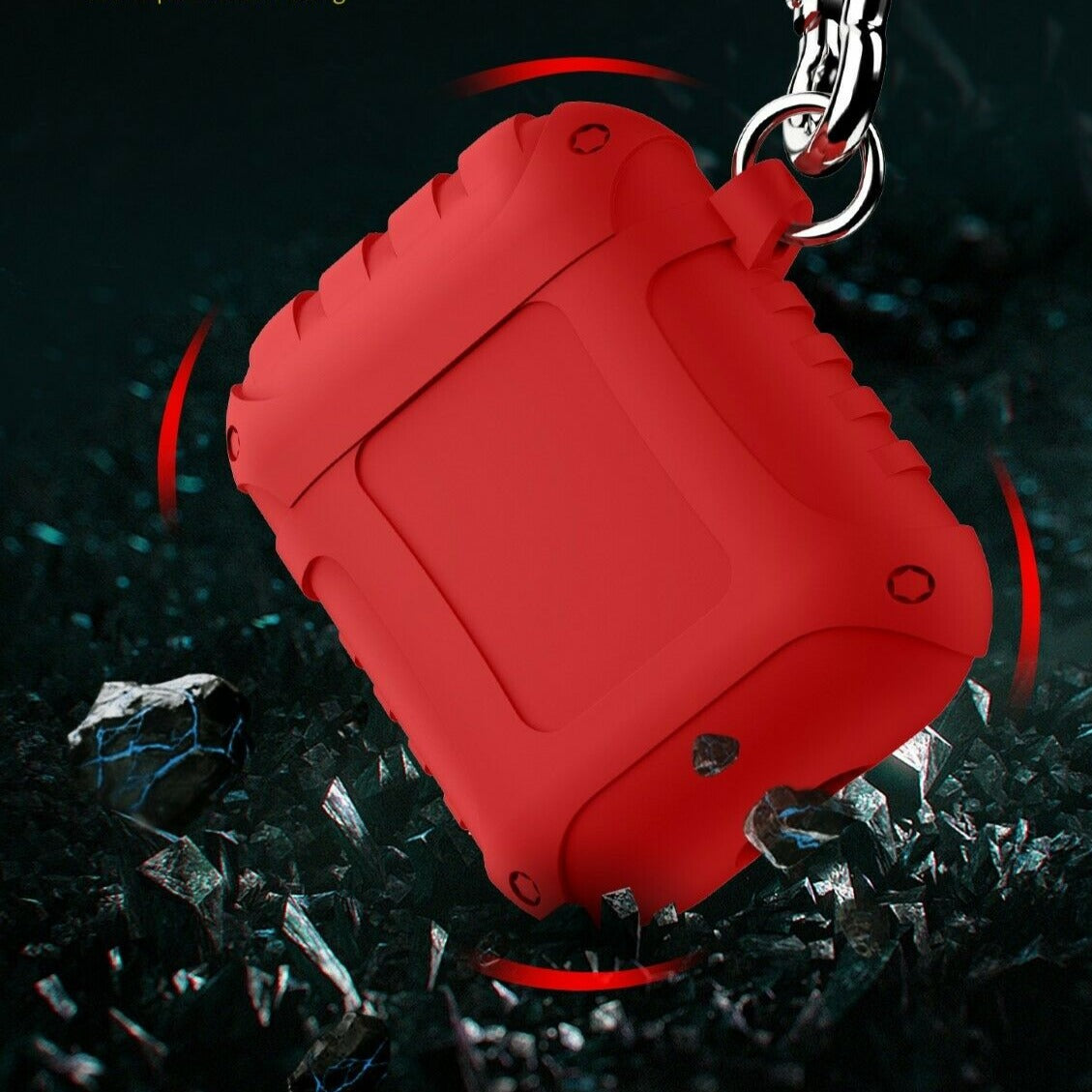 JINGER Shockproof AirPods 1 / 2 Silicone Case Cover Protective Skin + Key Chain e*carat 