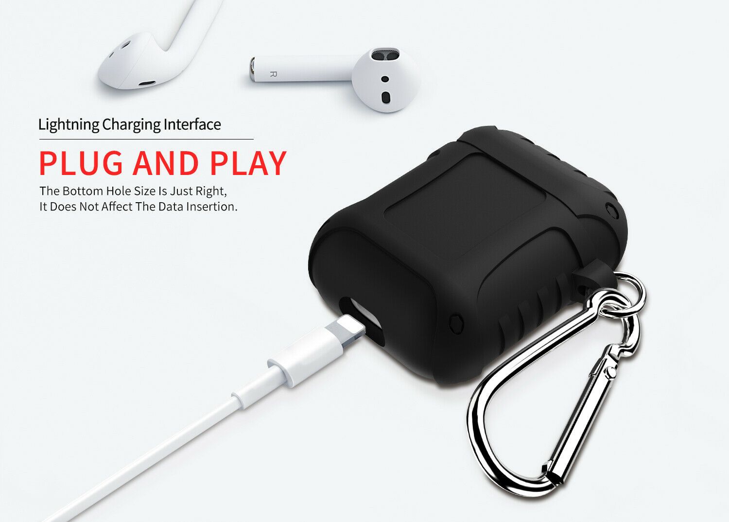 JINGER Shockproof AirPods 1 / 2 Silicone Case Cover Protective Skin + Key Chain e*carat 