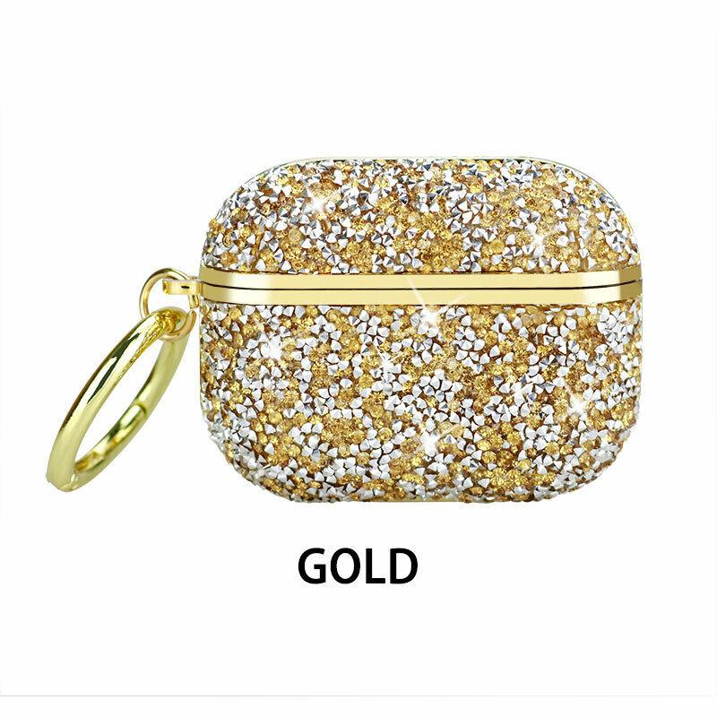 Keychain Charing Protective Case Bling Glitter Cover For Apple Airpods Pro/1/2 easyshops*easyshops* Gold For Apple AirPods 1/2 