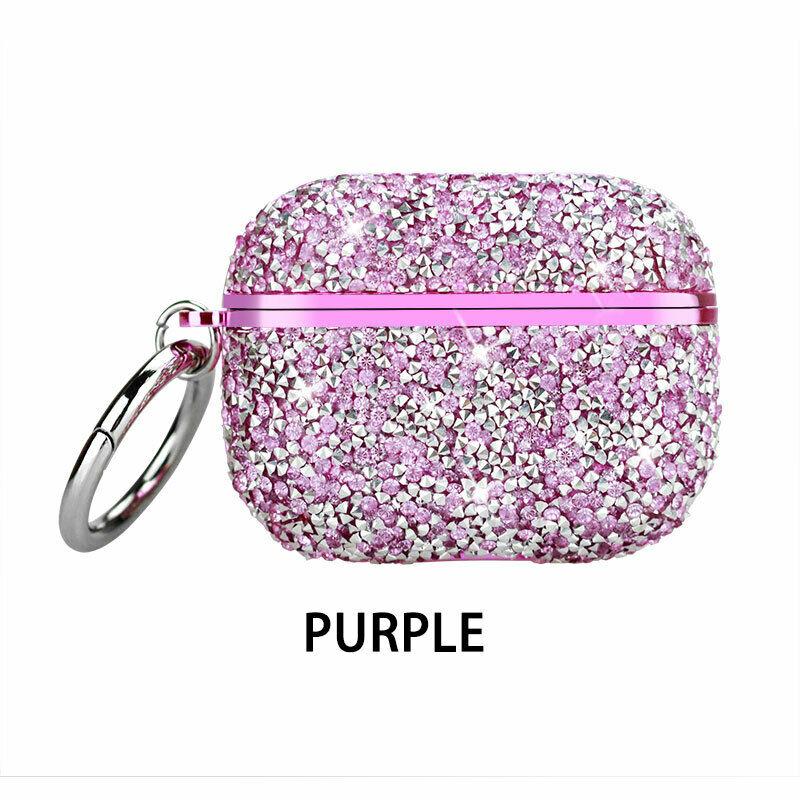 Keychain Charing Protective Case Bling Glitter Cover For Apple Airpods Pro/1/2 easyshops*easyshops* Purple For Apple AirPods 1/2 