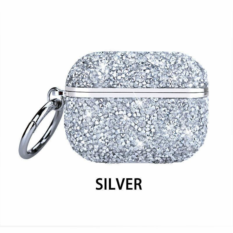 Keychain Charing Protective Case Bling Glitter Cover For Apple Airpods Pro/1/2 easyshops*easyshops* Silver For Apple AirPods 1/2 