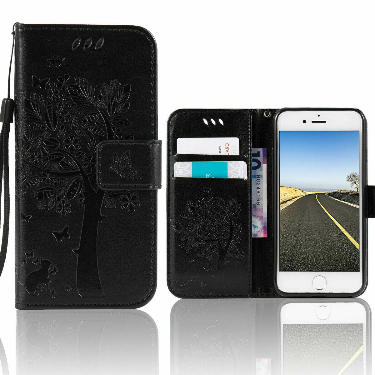 Magnetic Leather Wallet Case For iPhone 8 7 6s Plus X XS MAX XR Flip Cover Stand stekim-92 Black iPhone6/6S 