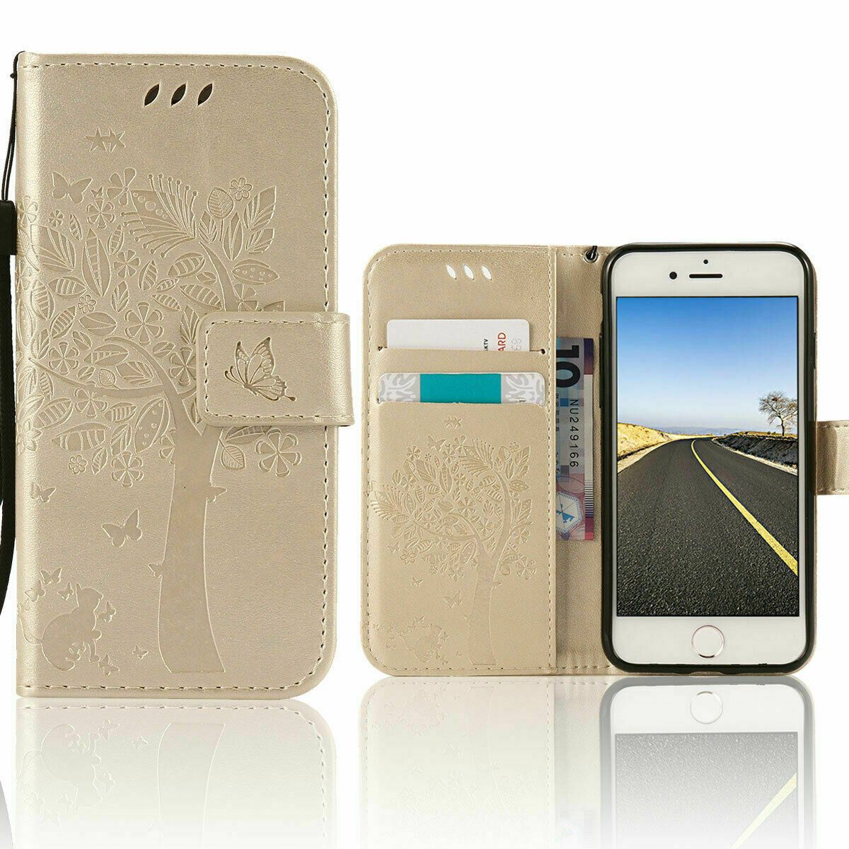 Magnetic Leather Wallet Case For iPhone 8 7 6s Plus X XS MAX XR Flip Cover Stand stekim-92 Gold iPhone6/6S 