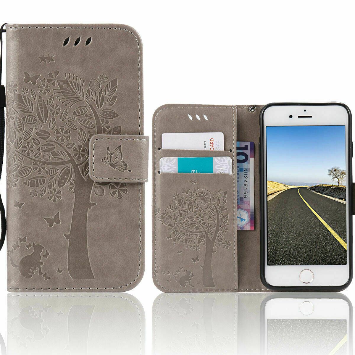 Magnetic Leather Wallet Case For iPhone 8 7 6s Plus X XS MAX XR Flip Cover Stand stekim-92 Gray iPhone6/6S 