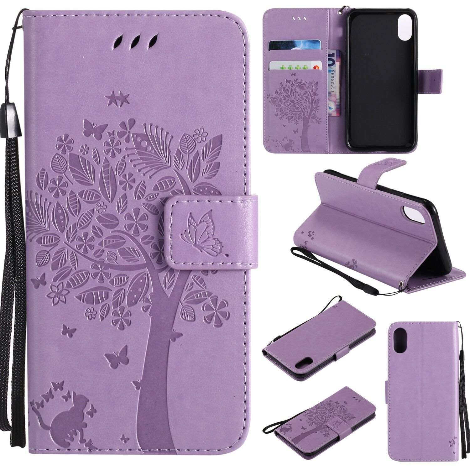 Magnetic Leather Wallet Case For iPhone 8 7 6s Plus X XS MAX XR Flip Cover Stand stekim-92 Light purple iPhone6/6S 