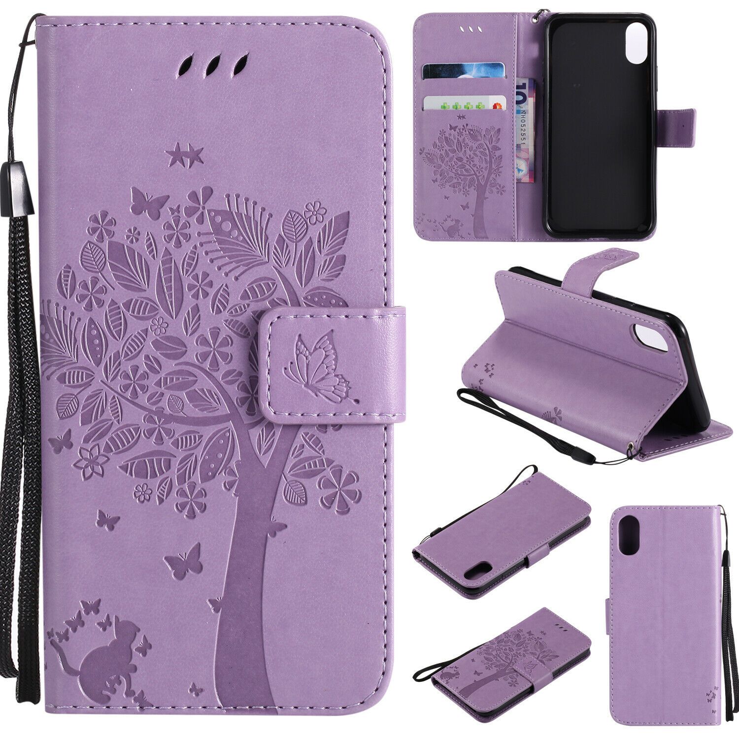 Magnetic Leather Wallet Case For iPhone 8 7 6s Plus X XS MAX XR Flip Cover Stand stekim-92 Light purple iPhone6/6S 