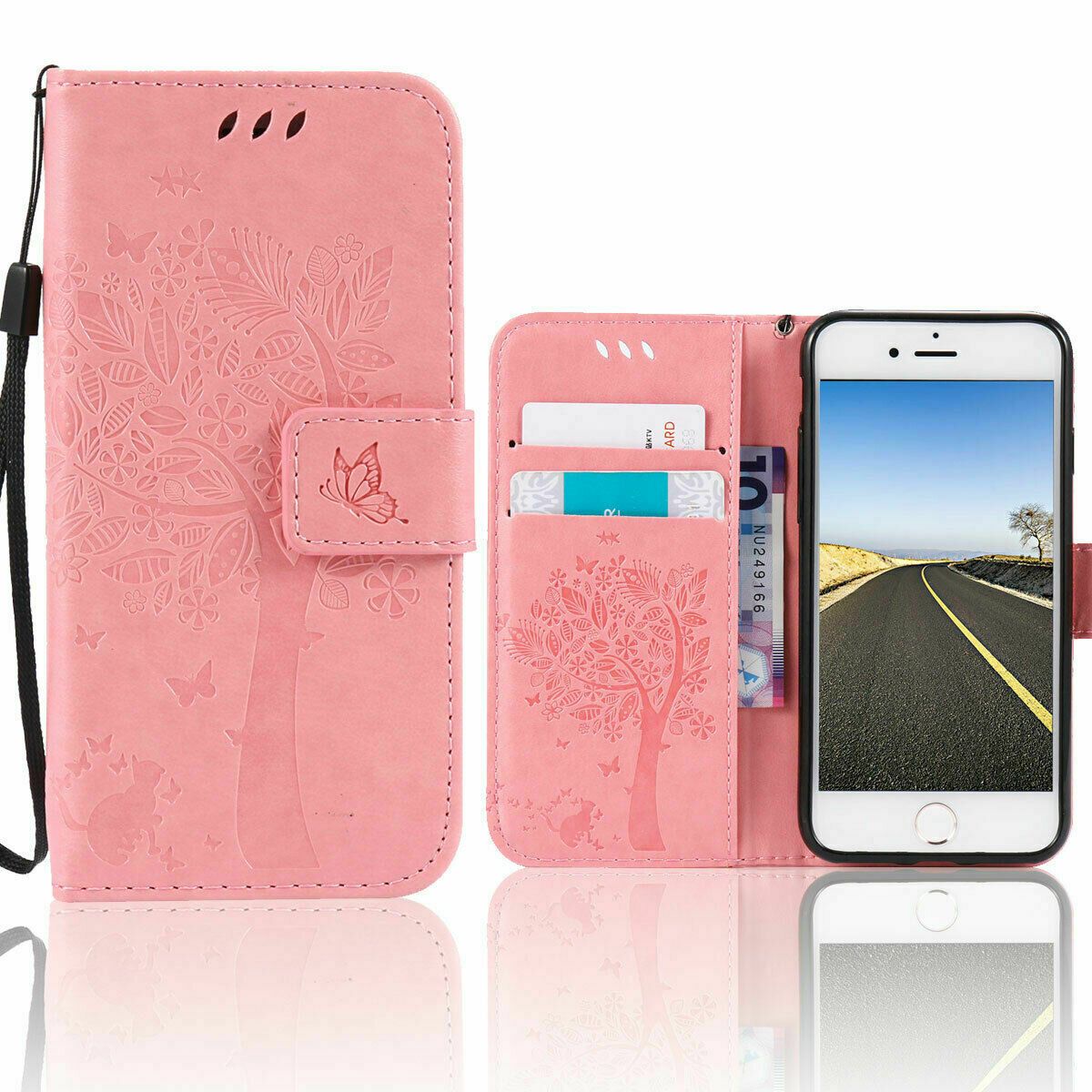Magnetic Leather Wallet Case For iPhone 8 7 6s Plus X XS MAX XR Flip Cover Stand stekim-92 Pink iPhone6/6S 