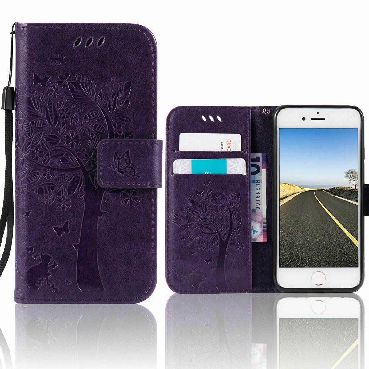 Magnetic Leather Wallet Case For iPhone 8 7 6s Plus X XS MAX XR Flip Cover Stand stekim-92 Purple iPhone6/6S 