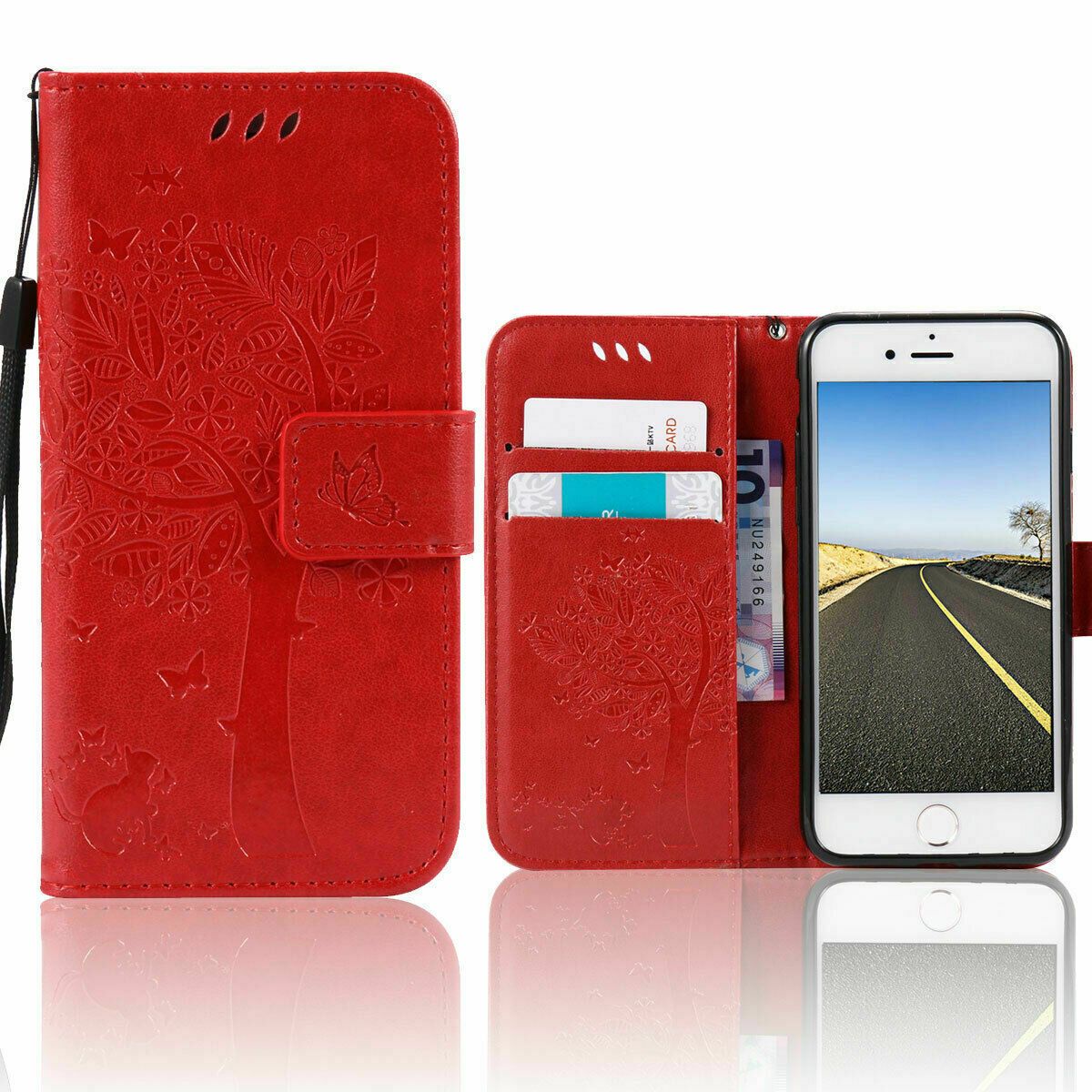 Magnetic Leather Wallet Case For iPhone 8 7 6s Plus X XS MAX XR Flip Cover Stand stekim-92 Red iPhone6/6S 