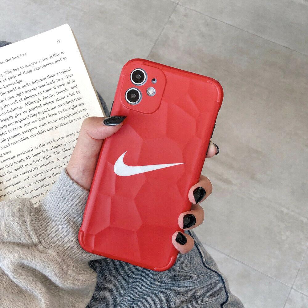 Nike Logo Bump Rugged Plain Phone Case Cover For iPhone11Pro 7 8Plus XR XS Max X iPhone Cases AtlasCase For iPhone 7/8/SE(2020) Red 