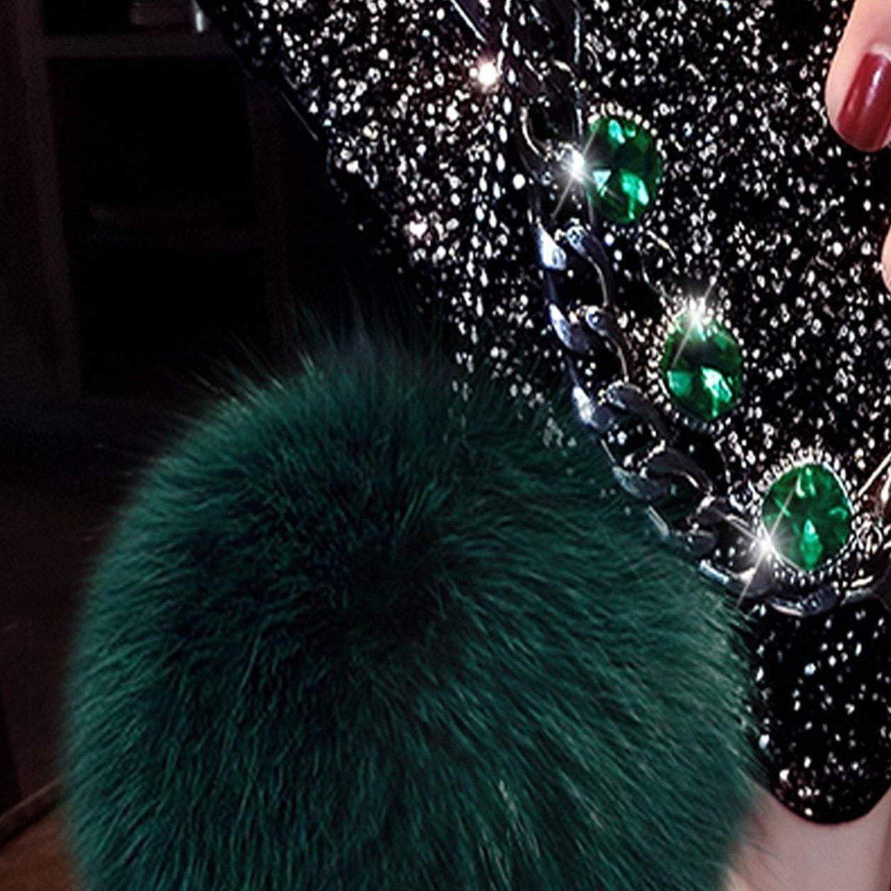 Pom Pom Pendant Sequin iPhone Case With Hand Chain Holder Cases Shein 