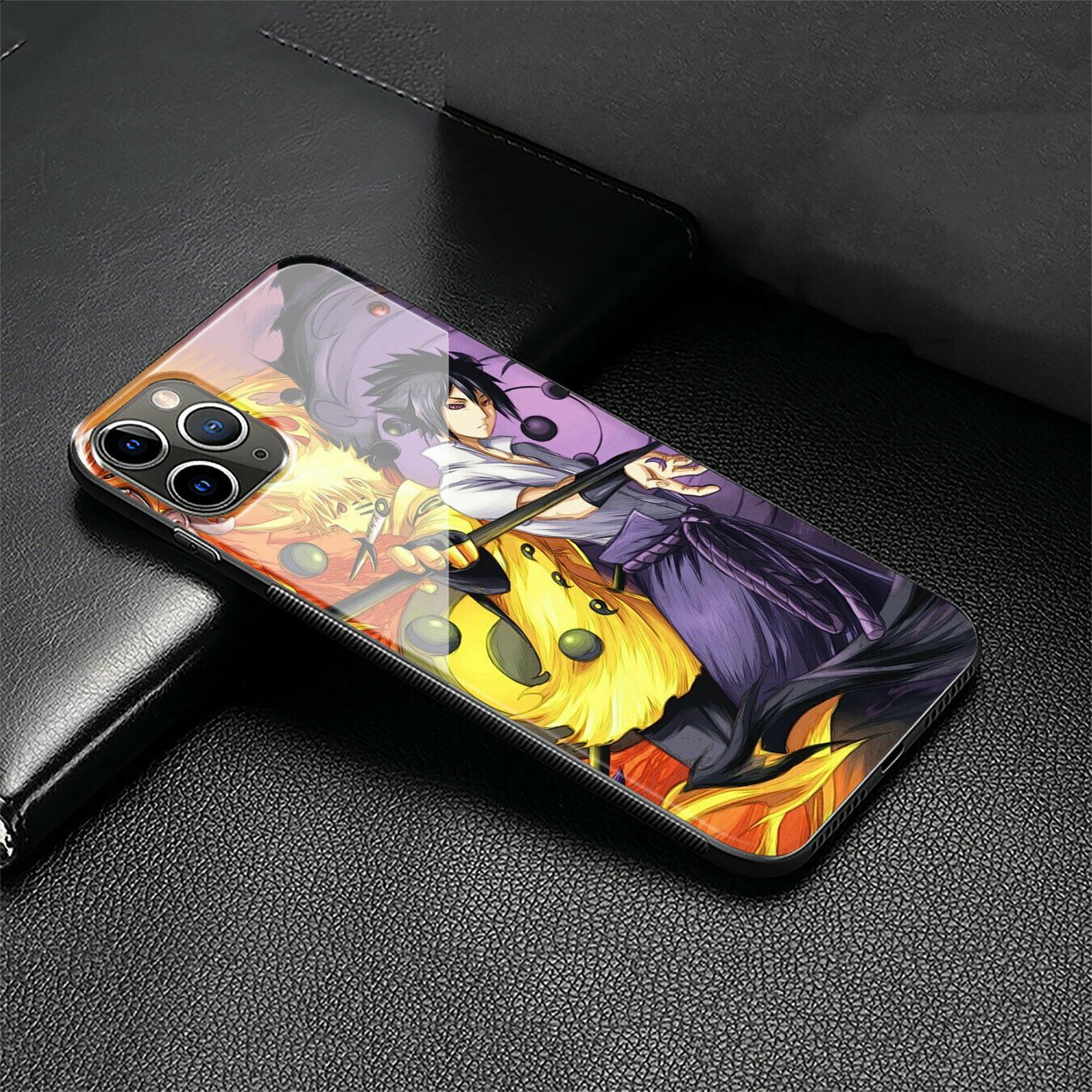 Sasuke NARUTO Akatsuki Glass Case for iPhone 11 Pro XR X XS Max 8 7 6 6s Plus + iPhone Cases AtlasCase 