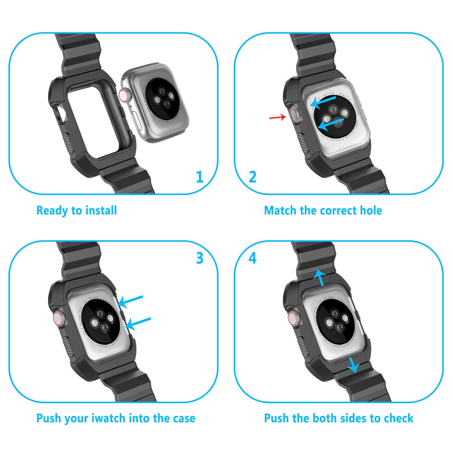 Silicone Sport Band Strap+Case for Apple Watch Series 5/4/3/2/1 42/38/40/44mm ebizware 
