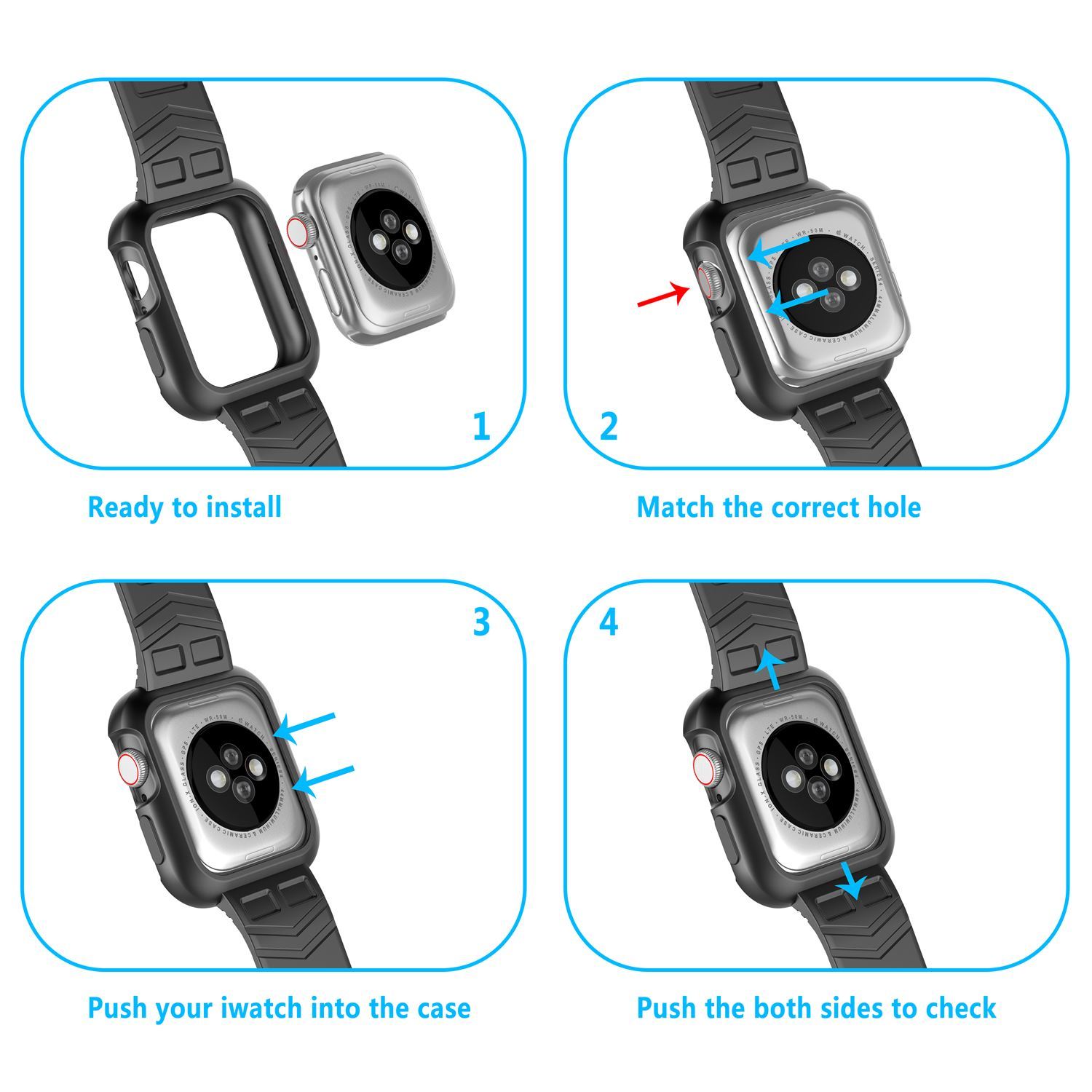 Silicone Sport Band Strap+Case for Apple Watch Series 5/4/3/2/1 42/38/40/44mm ebizware 
