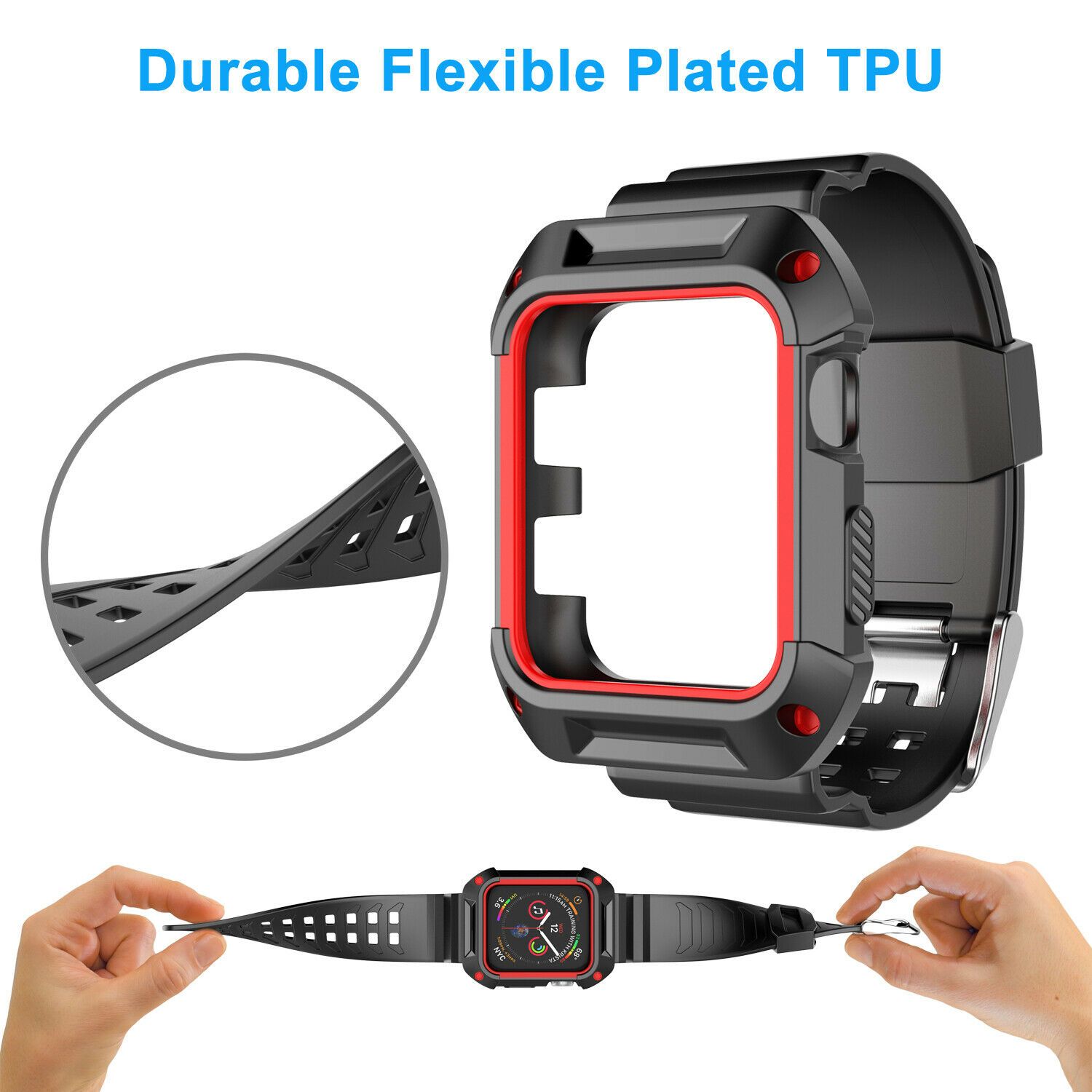 Silicone Sport Band Strap+Case for Apple Watch Series 5/4/3/2/1 42/38/40/44mm ebizware 