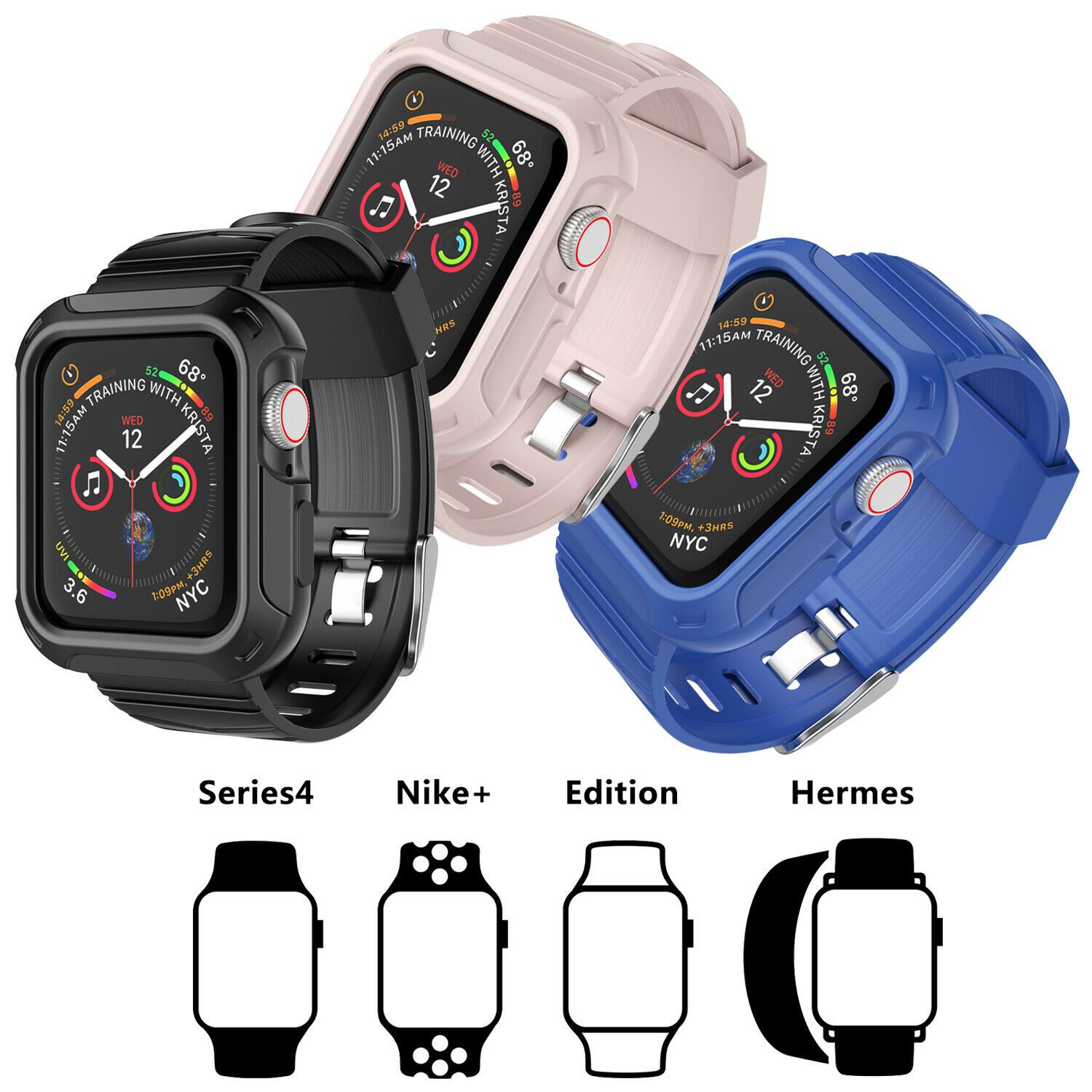 Silicone Sport Band Strap+Case for Apple Watch Series 5/4/3/2/1 42/38/40/44mm ebizware 