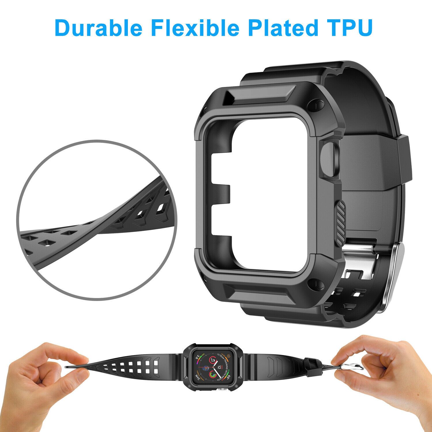 Silicone Sport Band Strap+Case for Apple Watch Series 5/4/3/2/1 42/38/40/44mm ebizware 